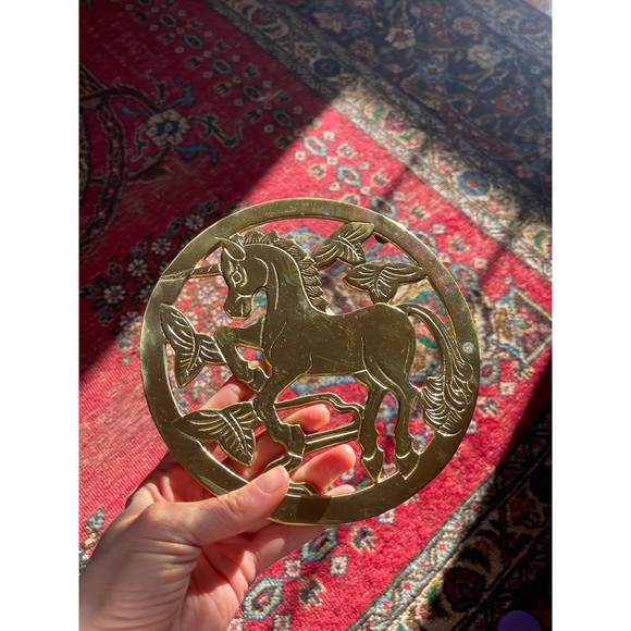 Vintage 1970s Brass Unicorn Trivet - Picture 5 of 7